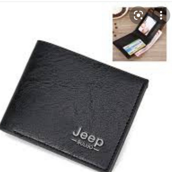 NEW Jeep Vegan Leather Bifold Black Logo Wallet ID Cards Bill - Picture 2 of 5